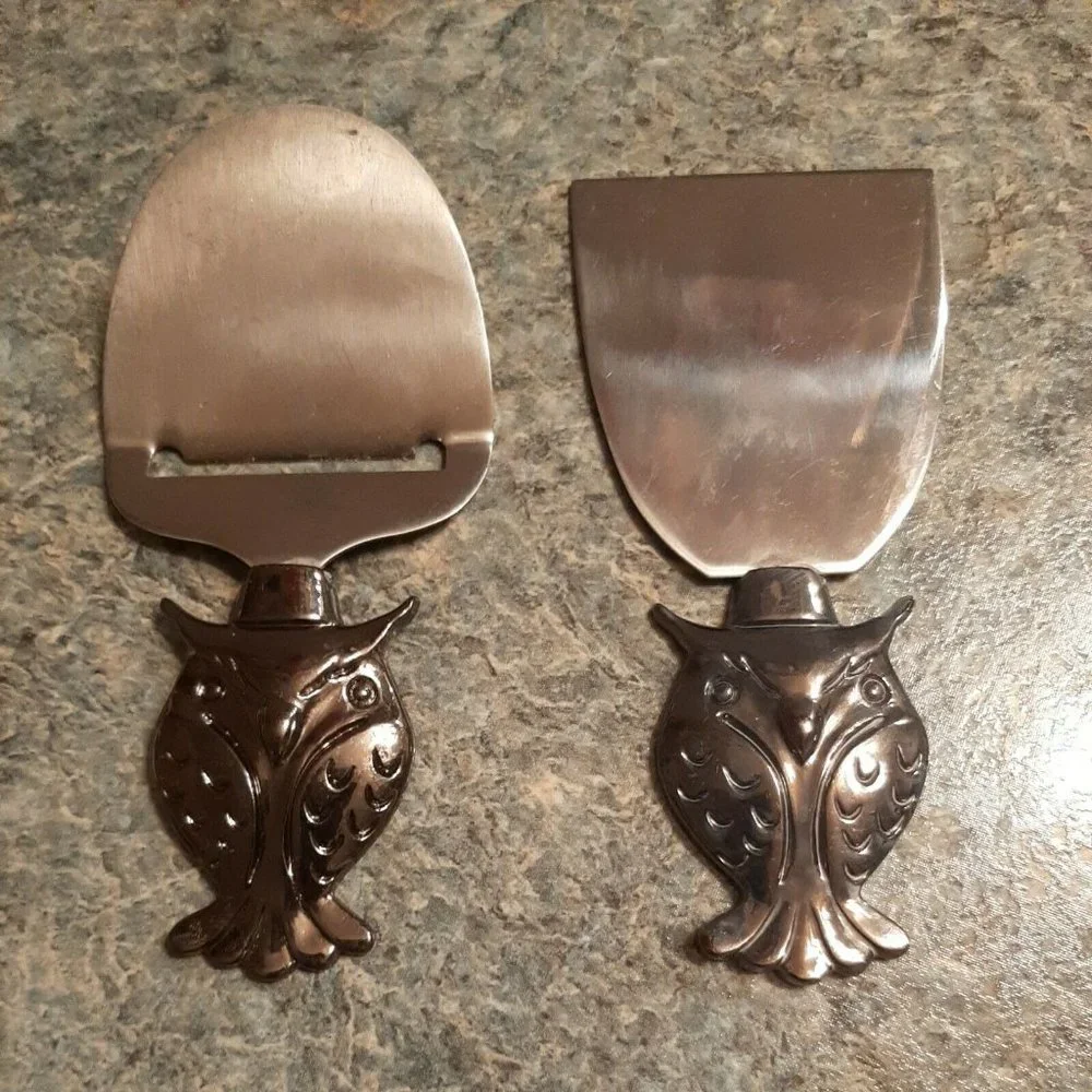 4 Pc. Owl Themed Appetizer Spreader Fork Knife and Cheese Cutter